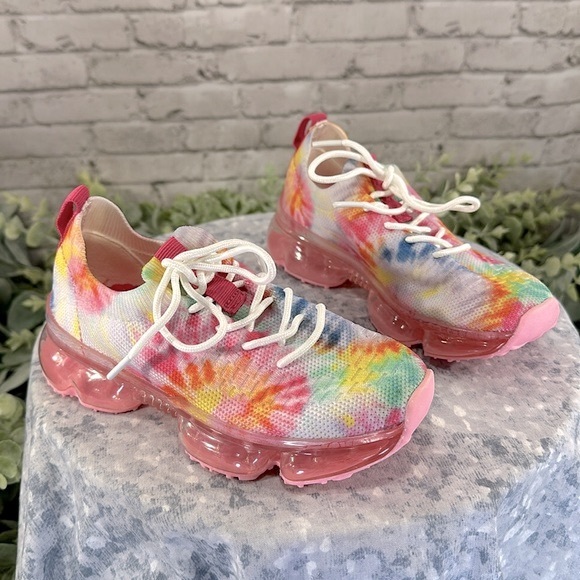 Link Flow-19K Fuchsia TieDye Fly-Knit Stretch Lace-up Fashion Sneakers Girls 10M - Picture 11 of 11